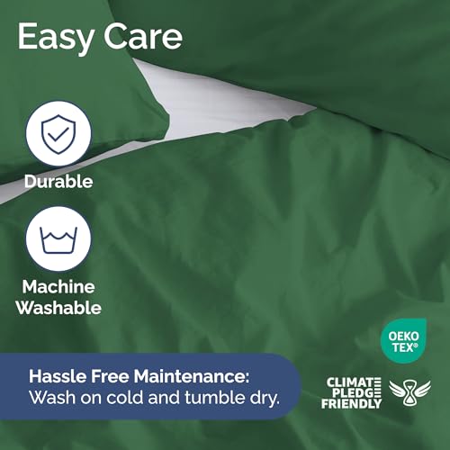Image of Duvet Cover Full Size Set - Extra Soft Full Duvet Cover 80 inch x 90 inch with 2 Pillow Shams for Women, Men, Kids & Teens - Hotel Luxury w / Zipper Closures & Ties - Comfy, Cozy & Breathable (Emerald Green)