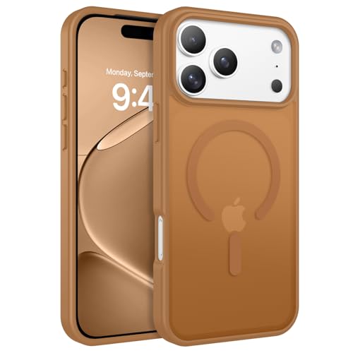 Image of BENTOBEN Magnetic for iPhone 17 Pro Case 6.3 inch 2025, [Compatible with Magsafe] Cute Slim Matte Military Shockproof Drop Protective Bumper Girl Women Men Boy Phone Cover for iPhone 17Pro, Brown