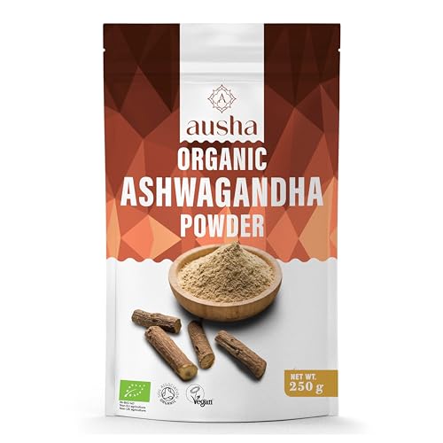 Ausha Organic Ashwagandha Powder 500g - for Stress and Anxiety Relief Energy Sleep Aid - UK Certified Organic by Soil Association - Source of Vitamins and Minerals - Adaptogen
