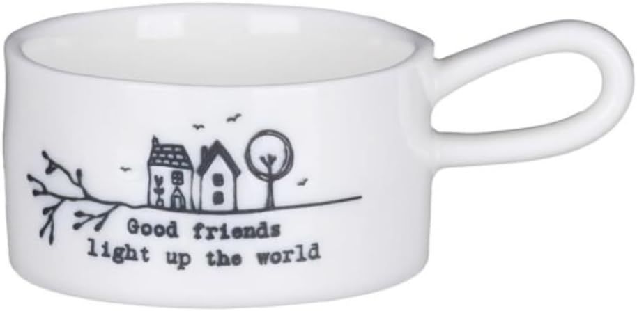 East of India Handled Tea Light Holder-Good Friends