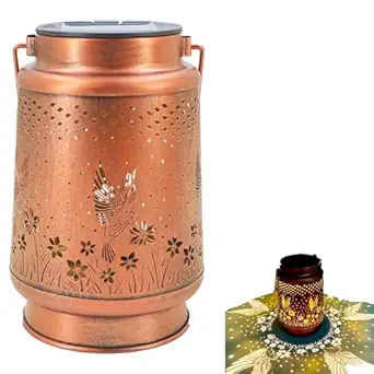 Dratal Solar Lantern Lights Outdoor Hanging, Metal Decor Lanterns-Waterproof LED Decorative Light for Garden Patio Yard Lawn Backyard Front Porch As Gifts for Mom Grandma Women (Bird)
