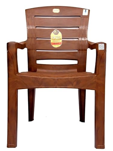 Image of ANMOL Plastic Moulded Jaguar High Back Chair Strong Structure Build Chair for Home (Set of 1) Brown Weight Bearing Capacity 200 Kgs (Shree Ganesh Online Original Seller)