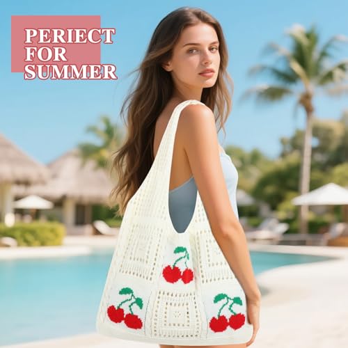 Bolsa de malla de crochet para playa para mujer miniatura 6