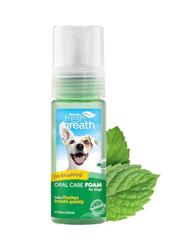 TropiClean Fresh Breath Dental Foam Spray for Dogs & Cats | Quick Breath Freshener and Teeth Cleaning Solution | Made in The USA | 4.5oz.