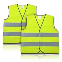 Terilamy 2 Pack Hi Vis Vests for Kids, High Visibility Reflective Vest, School Safety Vest, Yellow High Vis Jacket with Reflective Strips for Kids Girls Boys Outdoor Traffic Work, Construction - L