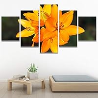 SIGNWIN 5 Panel Canvas Wall Art Modern Art Bohemian Bouquet Colorful Cool Floral Group Multicolor Photography Realism for Home Decorations Ready to Hang - 60