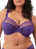 Elomi Damen Women’s Charley Bra: Floral Embroidery, Low, Dd+ Bras Plunge-BH, Undurchsichtige, iris, 80F