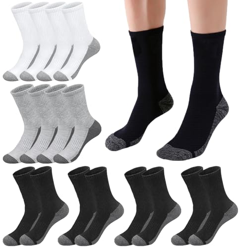 8 Pairs Crew Athletic Socks for Men Moisture Wicking Cushion Crew Socks for Sport Running Traveling
