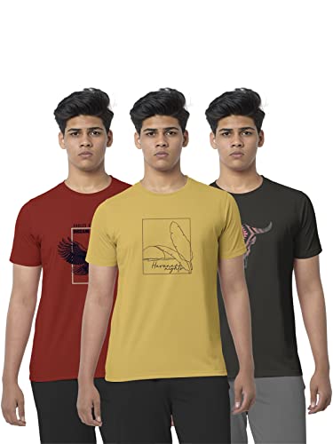Image of BULLMER Black Trendy Typographic Printed Round Neck Half Sleeve Tshirt for Men