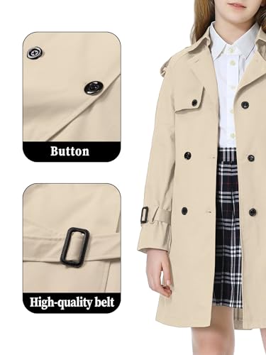 Image of Betusline Womens & Girls Waterproof Trench Coat Double Breasted Lapel Overcoat Outerwear, 3 Years - Women 2XL