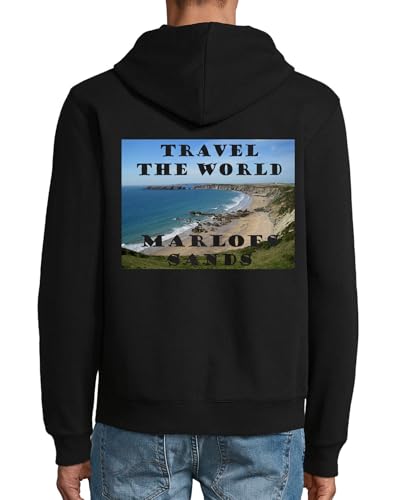 Veste à capuche en coton mélangé noir zippée Travel The World homme