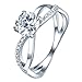 Epinki Bagues Femmes Mariage, Bague 4 Broches Torsadé Croix avec Moissanite Bague de Mariage Bague de Fiançailles Taille 57