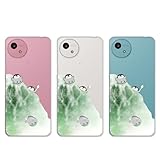 AQUOS wish5 (SH-52F / A502SH / SH-M32) ケース カバー ポリカーボネート製 スマホケース 透明 プラケース ハードケース ３匹のペンギンとかき氷 [デザインE/抹茶] RB-936E アクオス ウィッシュ5