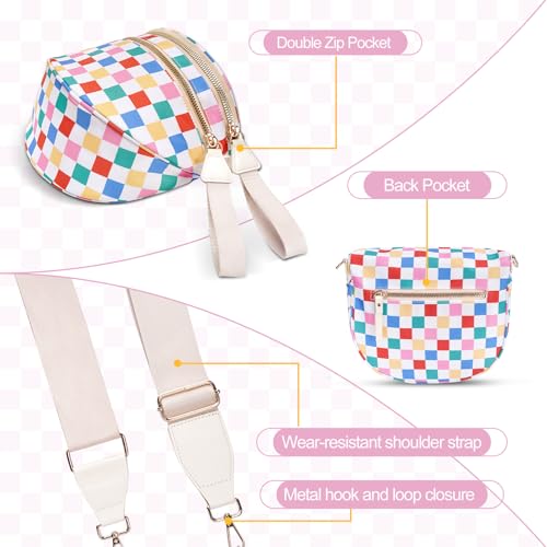Image of Checkered Crossbody Bag, Bum Bags for Women Crossbody,Spacious Sling Bag Purse Fanny Packs with Shoulder Strap