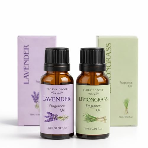Image of Floryn Decor 15ml Aroma Oil Fragrance Oil for Diffuser, Candles, Soap & Aroma Therapy | Long Lasting Floral Scent | Premium Concentrated Aroma Oil (Lavender&Lemongrass)