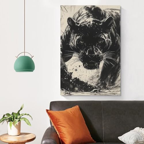 Tableau léopard 50x75cm pour salon : décoration murale moderne