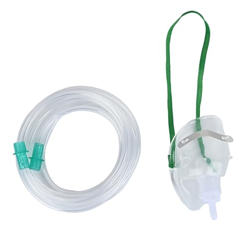 Image of Oxygen Mask for Adult, Oxygen Universal Oxygen Mask with Tubing Therapy Mask, Washable, Reusable Oxygen Mask (Pack of 1)