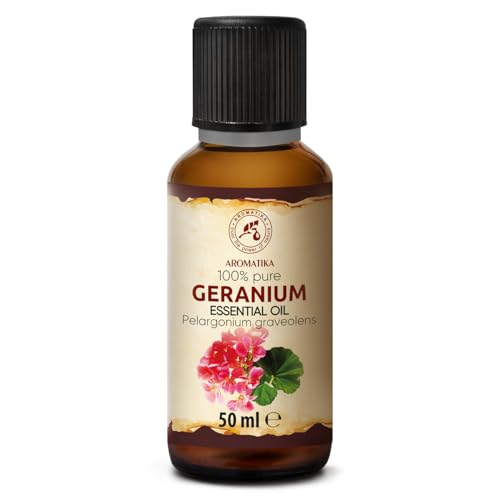 Huile Essentielle de Géranium 50 ml - Pelargonium graveolens - pour Diffuseur et Lampe Aroma - le Savon et les Bougies - Parfums d'Intérieur - Arôme frais - Aromathérapie