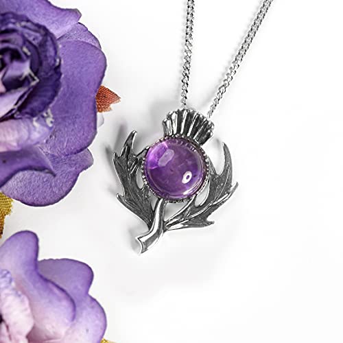 Bijoux argent 925 anti-allergie chardon écossais améthyste - 5