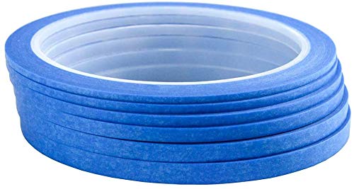 6 rollos de cinta adhesiva de papel Washi para manualidades, arte de uñas, dibujo de patrones de 2 mm, 2,5 mm, 3 mm, 4 mm, 5 mm, 6 mm x 25 m (azul) Cover