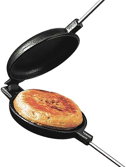 Rome Cast Iron Original Round Pie Iron, Pack of 2 – Medium Campfire Sandwich & Pie Cooker with Long Handles, Black, Classic Camping Cooking Tool