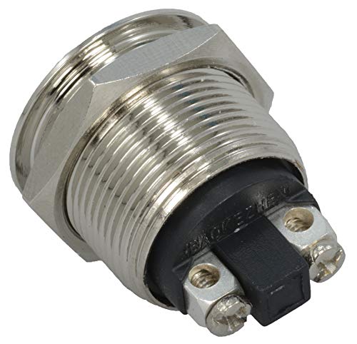 Velleman Interruptor de botão redondo plano SPST R1400A-VP, níquel de latão, 48 V, 2A, 1,9 cm de diâ