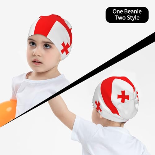 Georgian Flag Children Hip Hop Knitted Hat Kids Elastic Leisure Knit Cap Warm Sleep Beanies Black4