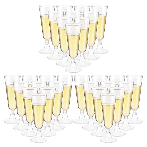 Gikisla 36 Pcs Plastic Champagne Flutes, 150ml Clear Champagne Glasses