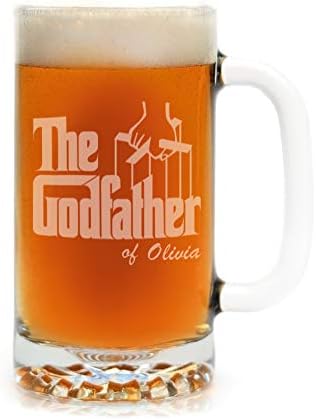Godparent Baptism Gifts - Premium Etched Personalized Godfather Movie Engraved Logo Beer Stein