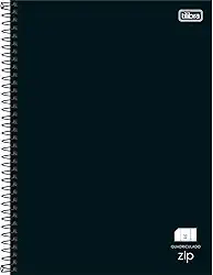 Tilibra - Caderno Espiral Capa Dura Universitário Quadriculado 1cm Zip Preto 80 Folhas