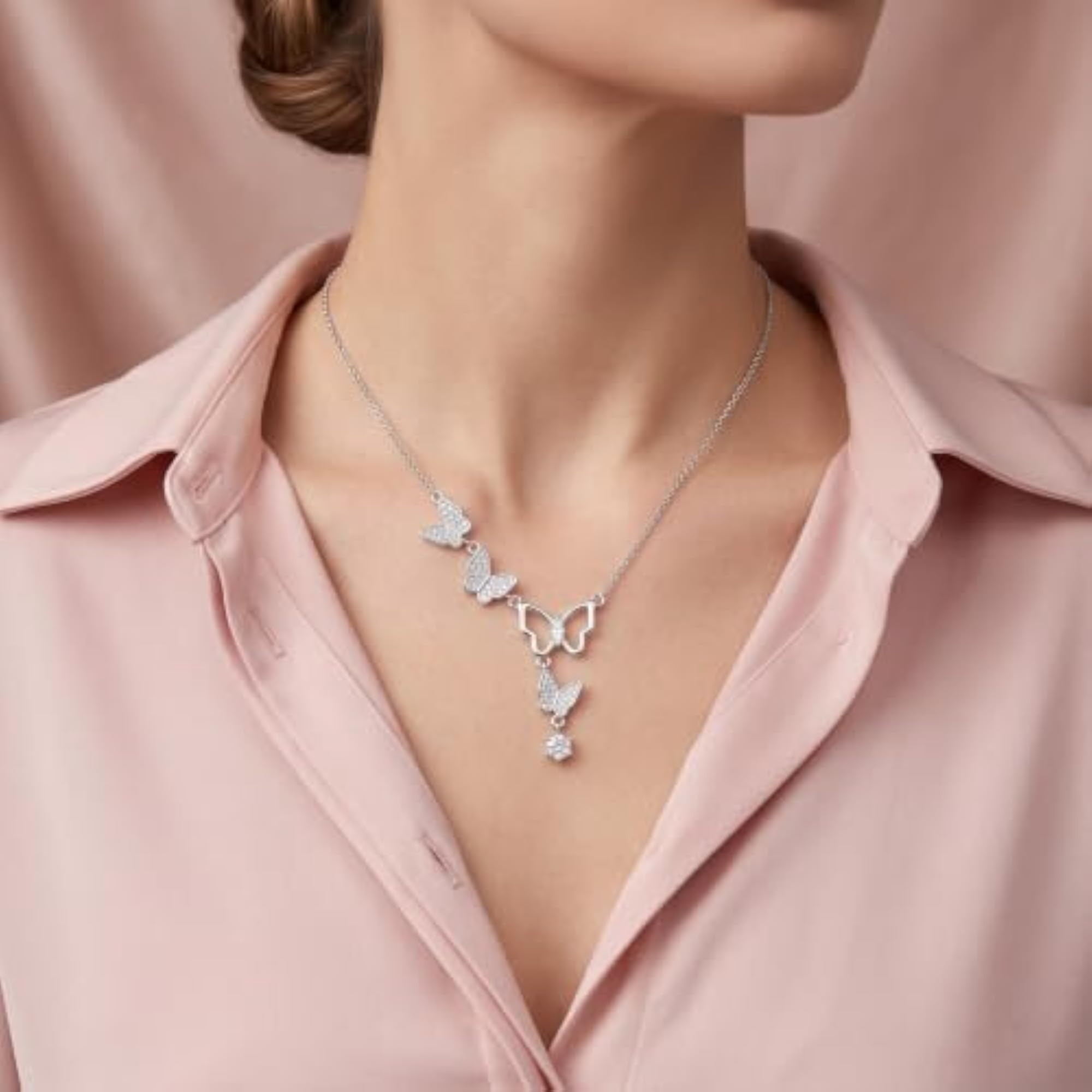 Nature-Inspired Stainless Steel Pendant Chain Necklace