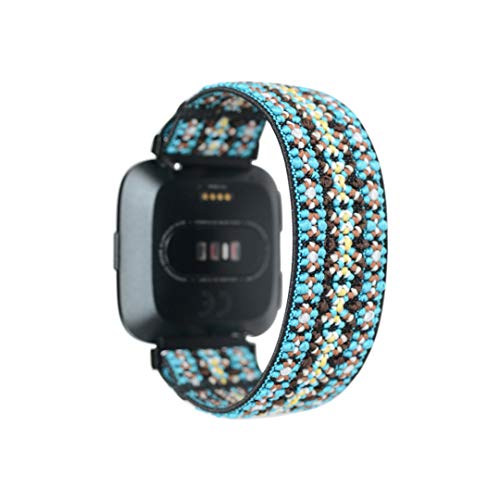 Tefeca Orchid Embroidery Pattern Elastic Compatible/Replacement Band for Fitbit Versa/Versa 2/ Versa Lite/Versa SE (Black, S fits Wrist Size : 6.0-6.5 inch)