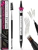 iMethod Eyebrow Pen - Eyebrow Pencil Magical 2-in-1 Eye Brow Pencils for Women with 4-Fork-Tip & Precise Brush-Tip Create Natural Hair-Like Brows, Last All-Day, Microblading Eyebrow Pen, Brown