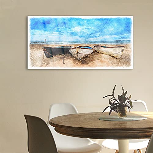 Tableau mural salon au format 100x50cm évoquant la sérénité d'une plage - 3