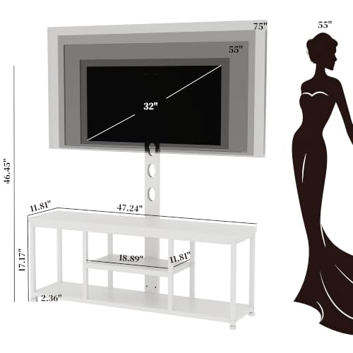 Image of LIVEHOM TV Stand with Mount for 75 Inch TV, Media Console for Living Room | Height Adjustable Mount, Open Metal & Wood Frame; Multi-Tier Open Shelving for Soundbars, Devices, and Decor.