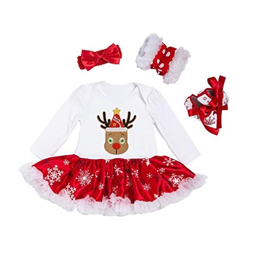 BabyPreg baby flickor min första jul jultomte kostym fest klänning 4 st