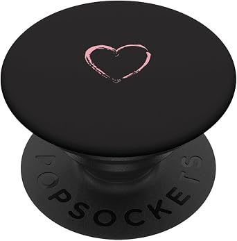 Pink Heart Black PopSockets Adhesive PopGrip