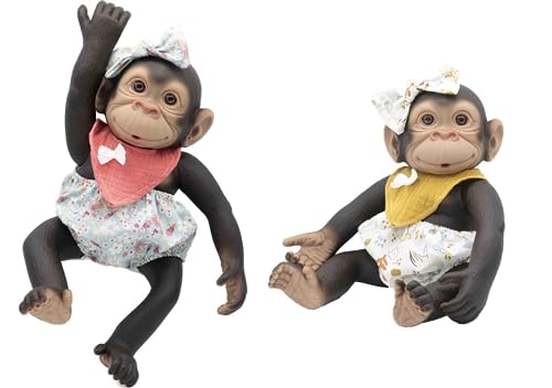 ROSATOYS Mono Chimpance Gorila Bebé Reborn 40cm Pololo y Babero/Estuche de Regalo.