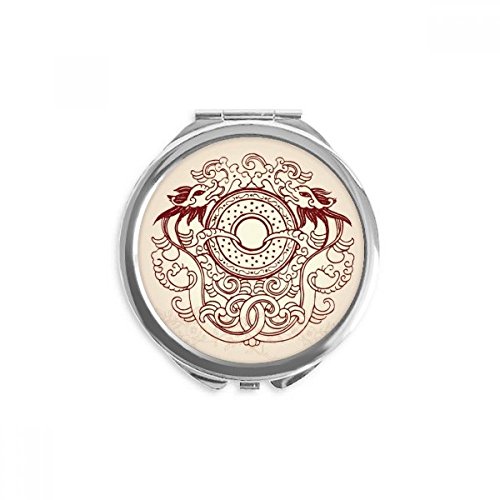 Miroir rond dragon chinois de poche portable multicolore pour maquillage