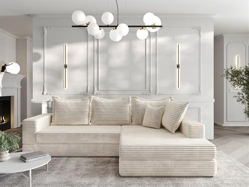 Fun Möbel Ecksofa Couchgarnitur Sofa Oskar (Creme, Seite Rechts) – Bild 3