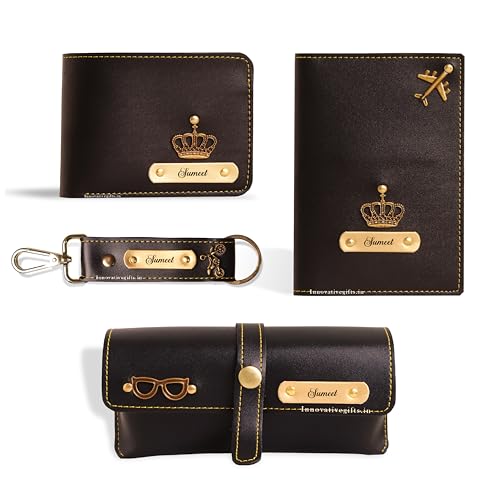 Men's Customized Leather Gift Combo Set I Personalized Wallet, Ke...