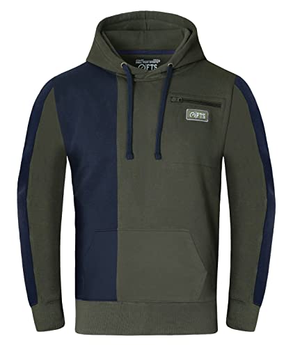 FULL TIME SPORTS Sudaderas con capucha para hombre de dos tonos (azul marino con ejército verde, 3XL), Azul marino con ejército Verde, XXXL Cover