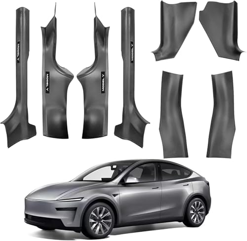 GOGOBAO 8PCS Door Sill Protector Door for Tesla Model Y Juniper Door Sill Guards Door Entry Guard Anti-Kick Full Protect Door Entry Cover for 2025-2026 New Model Y Juniper (Carbon Fiber Pattern)