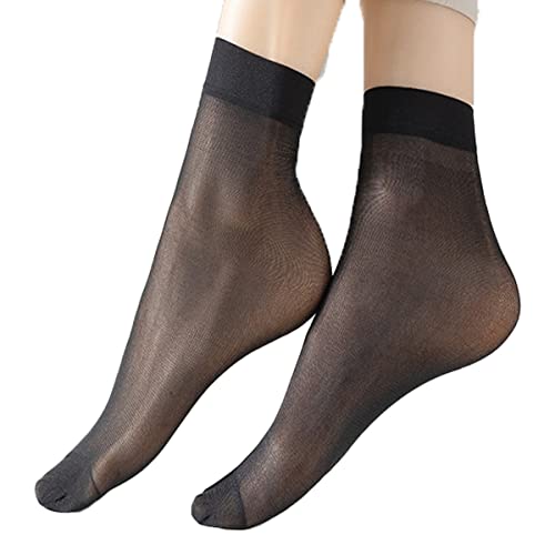 kit 10 Pares Meias Social Fina Soquete Feminina confortável Cor:Preto
