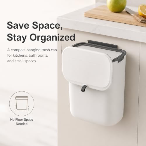 Caneca de basura rectangular compacta 7L blanca miniatura 3