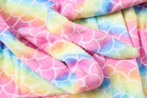Image of Umeyda Girls Fleece Hooded Robes, Warm Printed Bath Robe for Kids Soft Fuzzy Bathrobe for Gifts