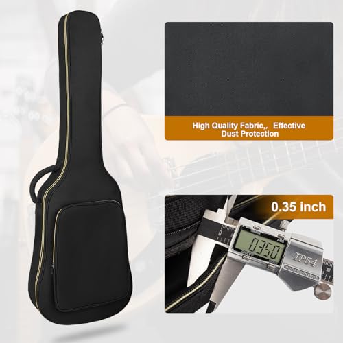 Image of LETSROCK 39 Inch Electric Guitar Bag Case Thick Padding with Neck Strap Adjustable Shoulder Strap Waterproof Yellow Lightning Shape&Black Electric Guitar Gig Bag, Black&Light Yellow Zipper, Electric