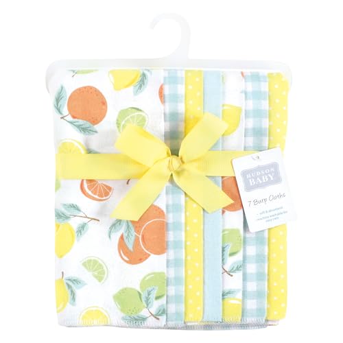 Image of Hudson Baby Unisex Baby Flannel Burp Cloth 7pk, Citrus Mint, One Size