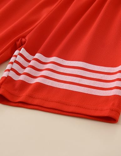 Image of Boys Clothes Short Set 6 Piece Outfit Athletic T-Shirt and Quick Dry Shorts Kids Summer Clothing Set Size 3-14