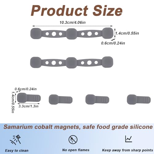 2 Sets Magnete für Airfryer Backpapier, Silikon Schnallen Magnetische Halter Hitzebeständige Heißluftfritteuse Zubehör für Eisenkörbe Sicherer Halt (Grau)
